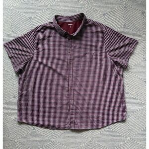 KINGSIZE Short‎ Sleeve Button Shirt - Red/Blue - 5XL
